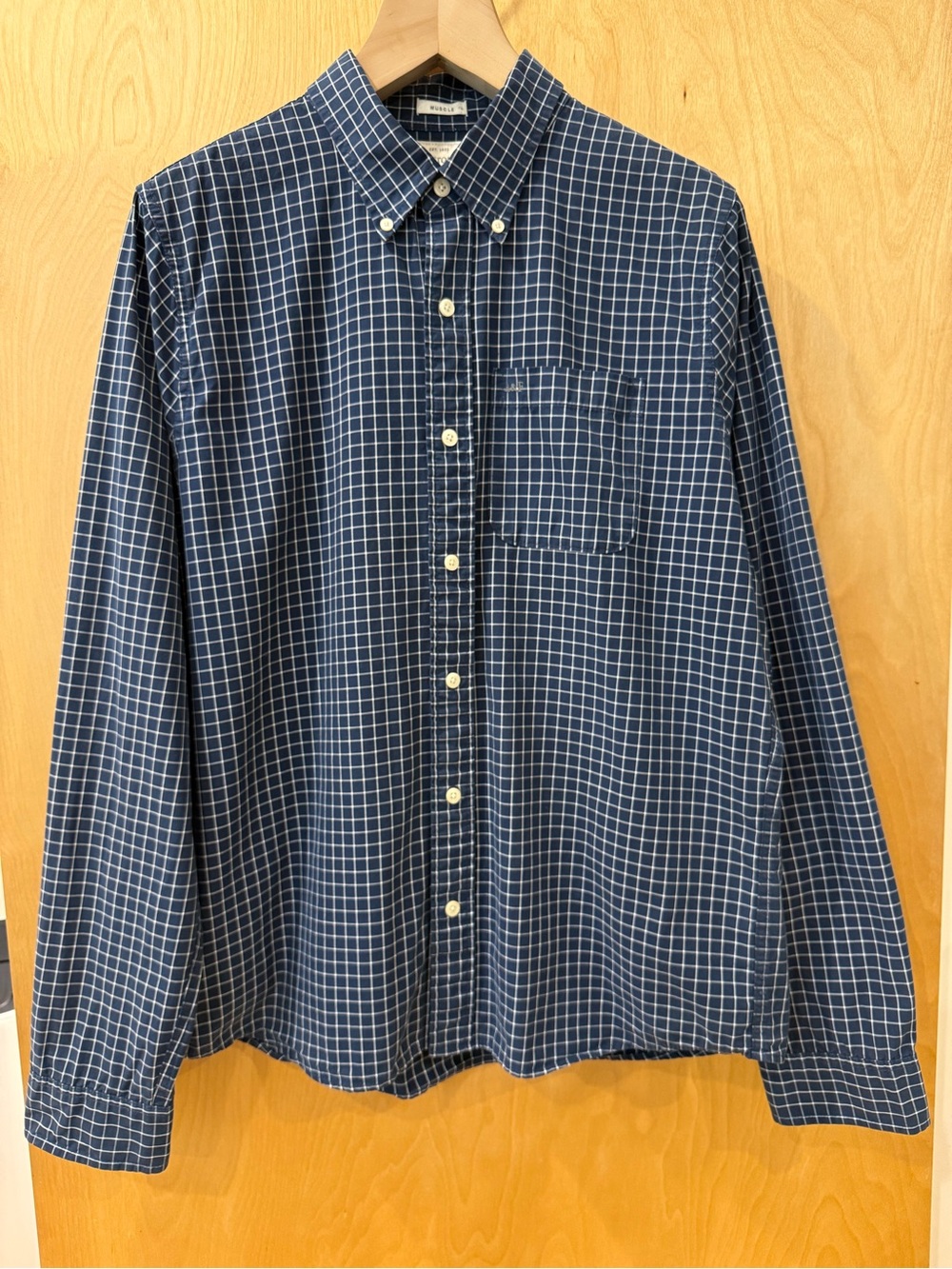 Abercrombie & Fitch Muscle Men's Navy blue & white Button-Down Shirt